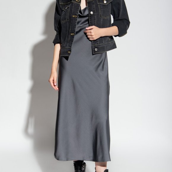 BNWT All saints Hadley Cowl Neck Midi Slip dress - Washed Grey - size 6 - Picture 3 of 15
